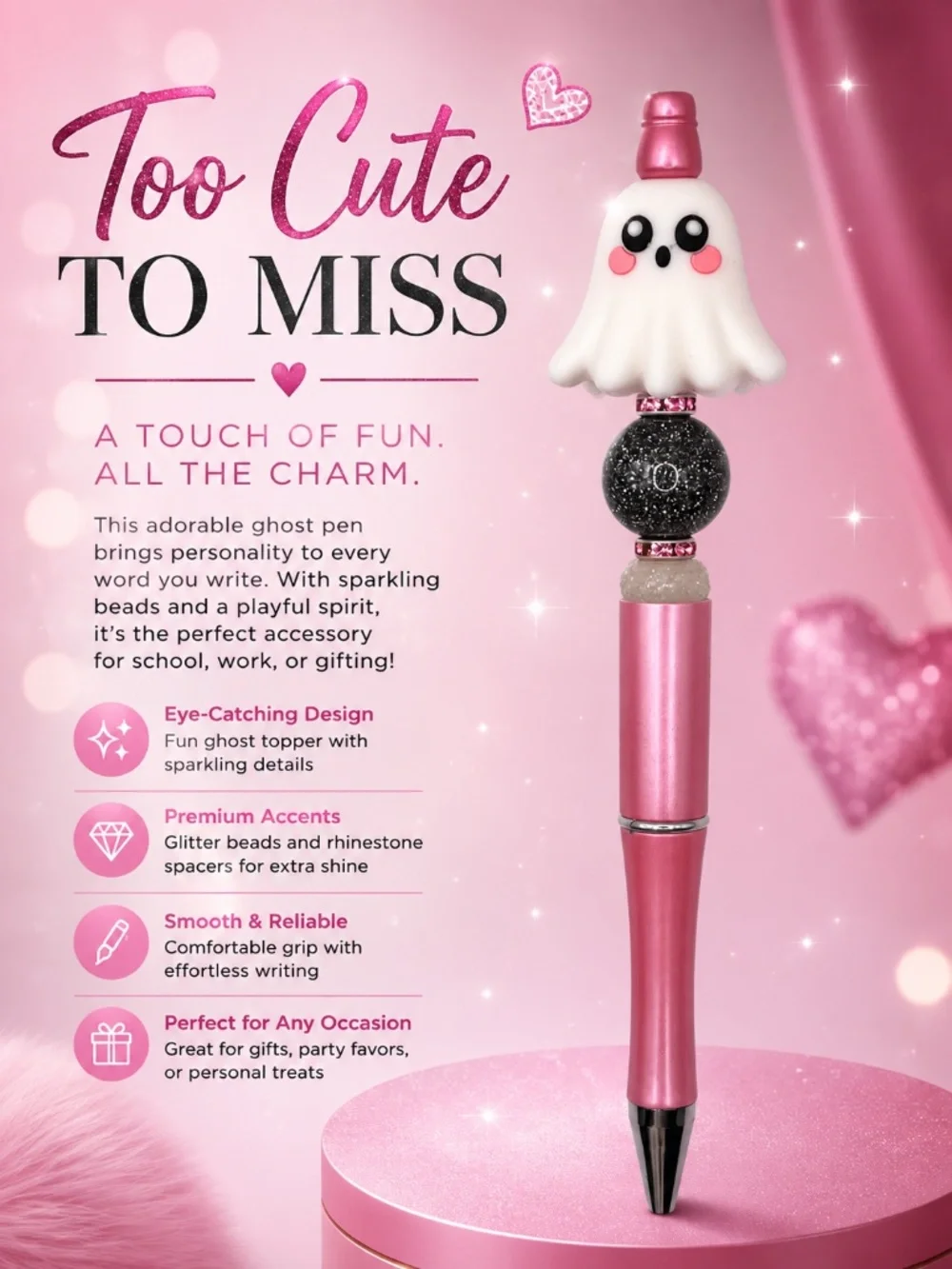 Pink Peek-a-Boo Ghost Pen